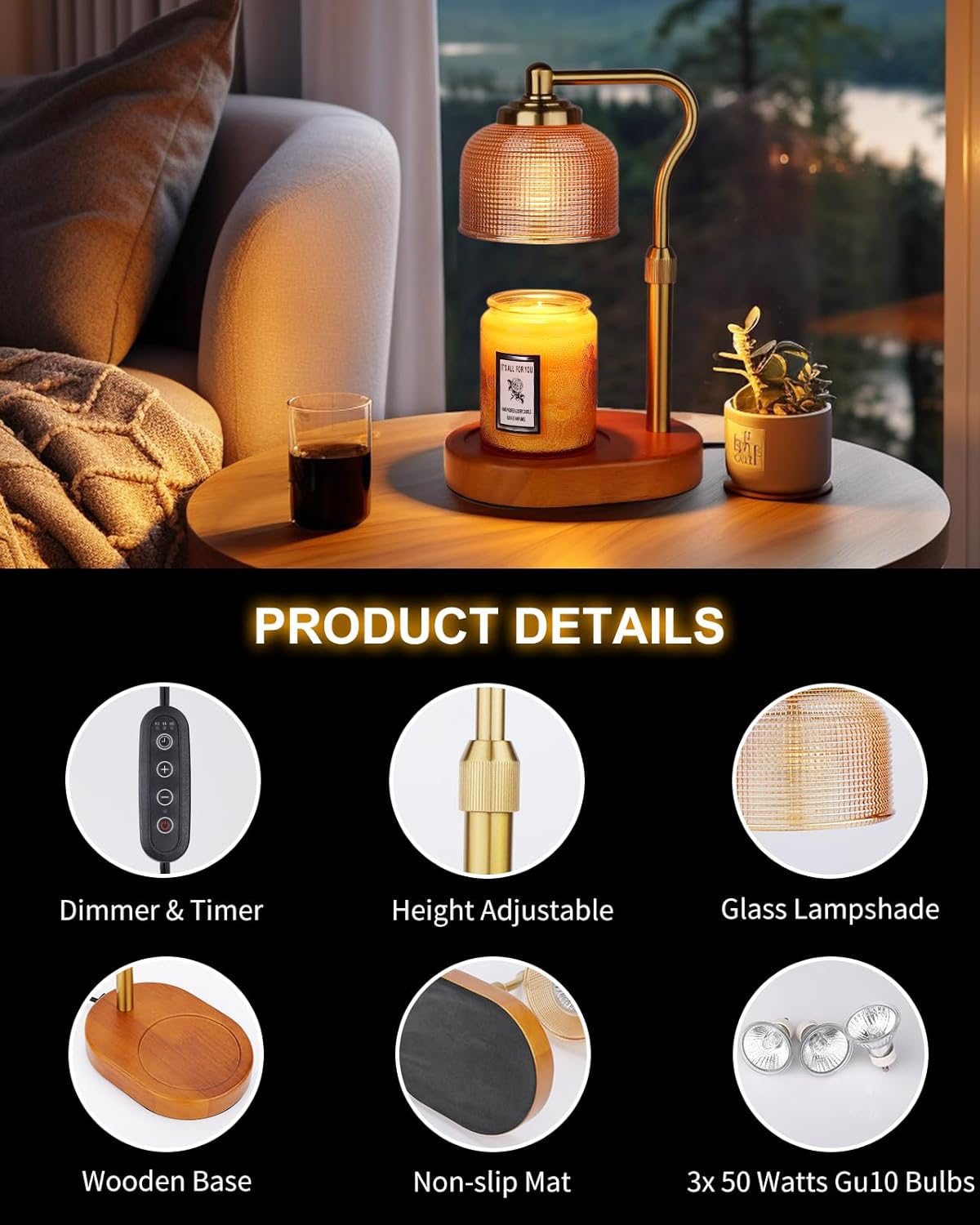 Candle Warmer Lamp With Timer  - Home Decor Gold avaliação e preço
