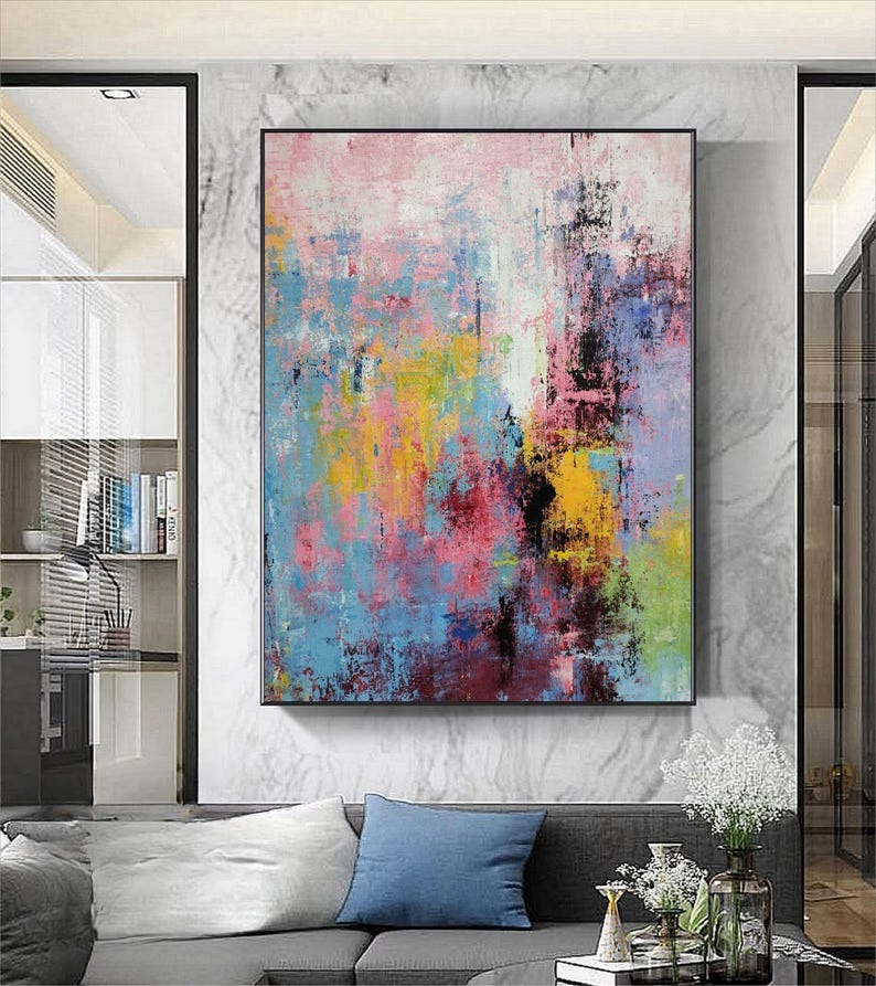 Hand-Painted Multicolour Large - Abstract Oil Painting avaliação e preço