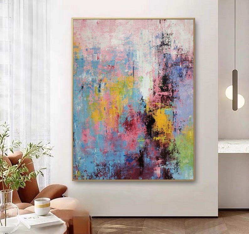 Hand-Painted Multicolour Large - Abstract Oil Painting avaliação e preço