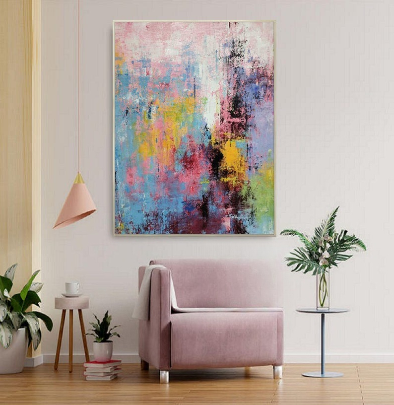 Hand-Painted Multicolour Large - Abstract Oil Painting avaliação e preço