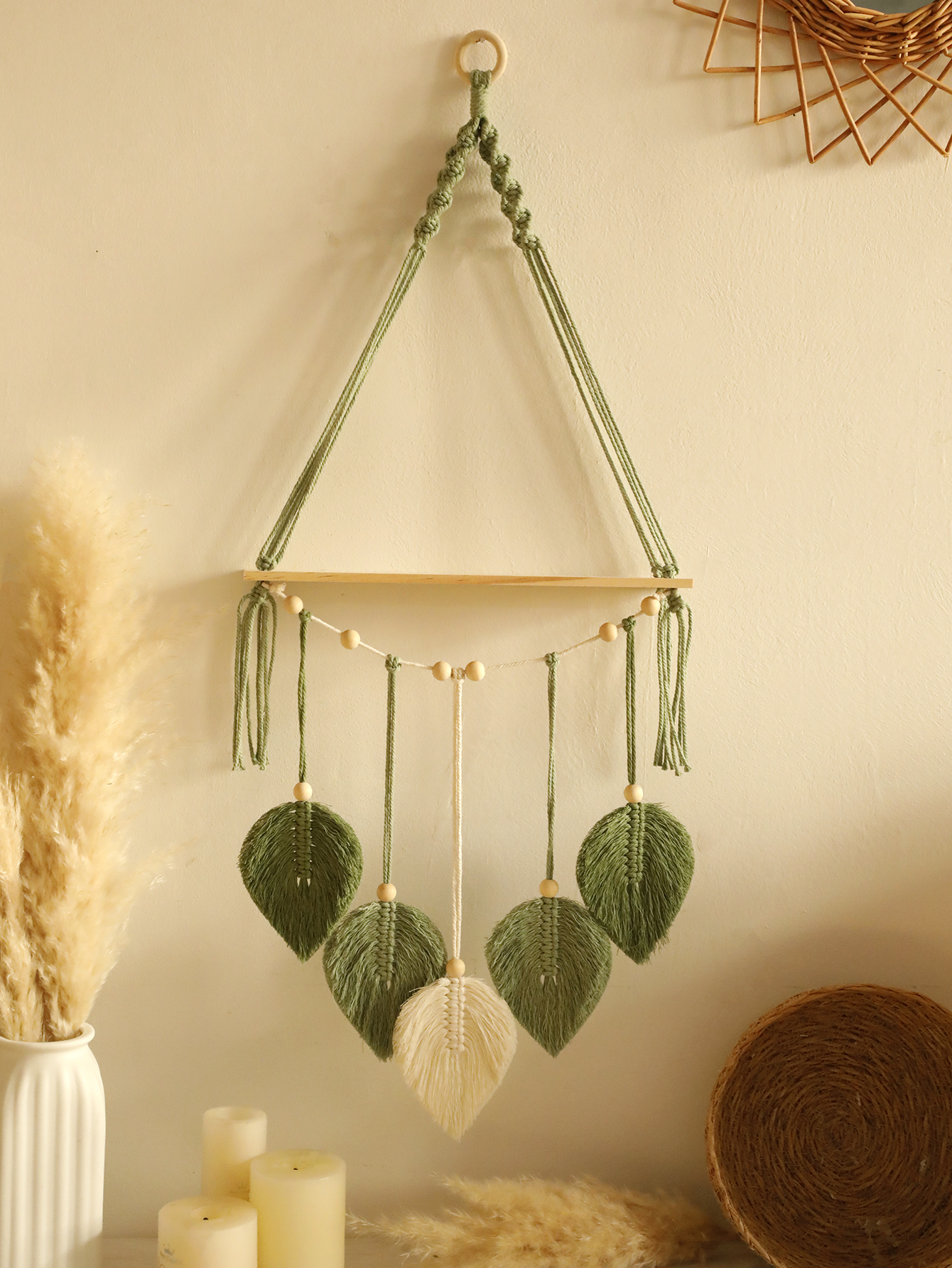 Leaf Macrame Floating Shelf Ta - Home Decor Yoga avaliação e preço