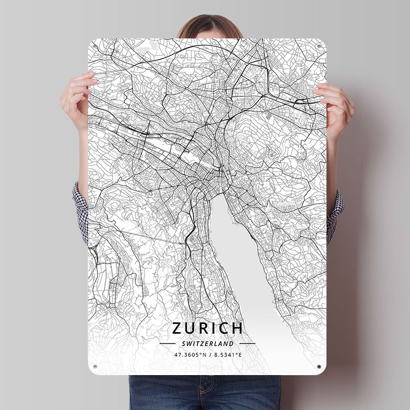 Zurich Switzerland Tin Sign Wa - Home Decor Zurich avaliação e preço