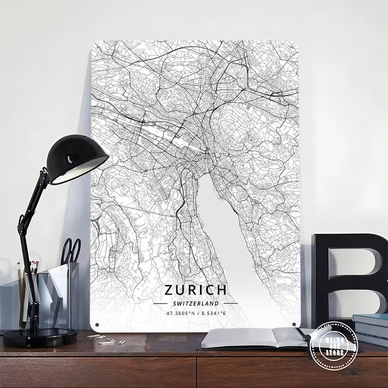 Zurich Switzerland Tin Sign Wa - Home Decor Zurich avaliação e preço