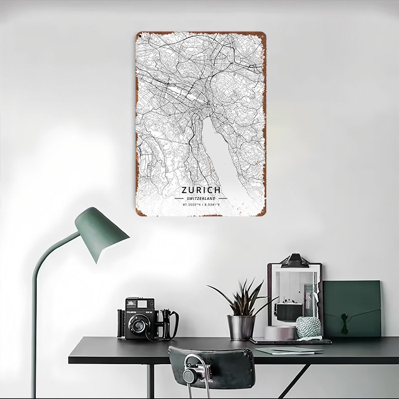Zurich Switzerland Tin Sign Wa - Home Decor Zurich avaliação e preço