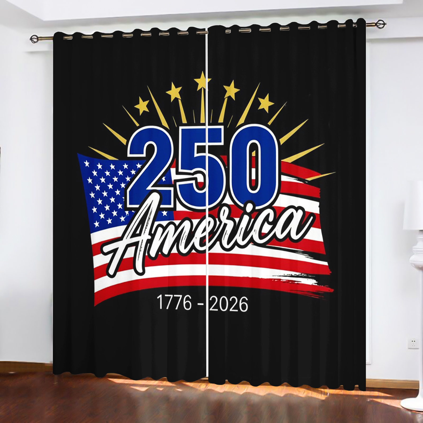 America 250th Anniversary Curt - Home Decor Curtain avaliação e preço