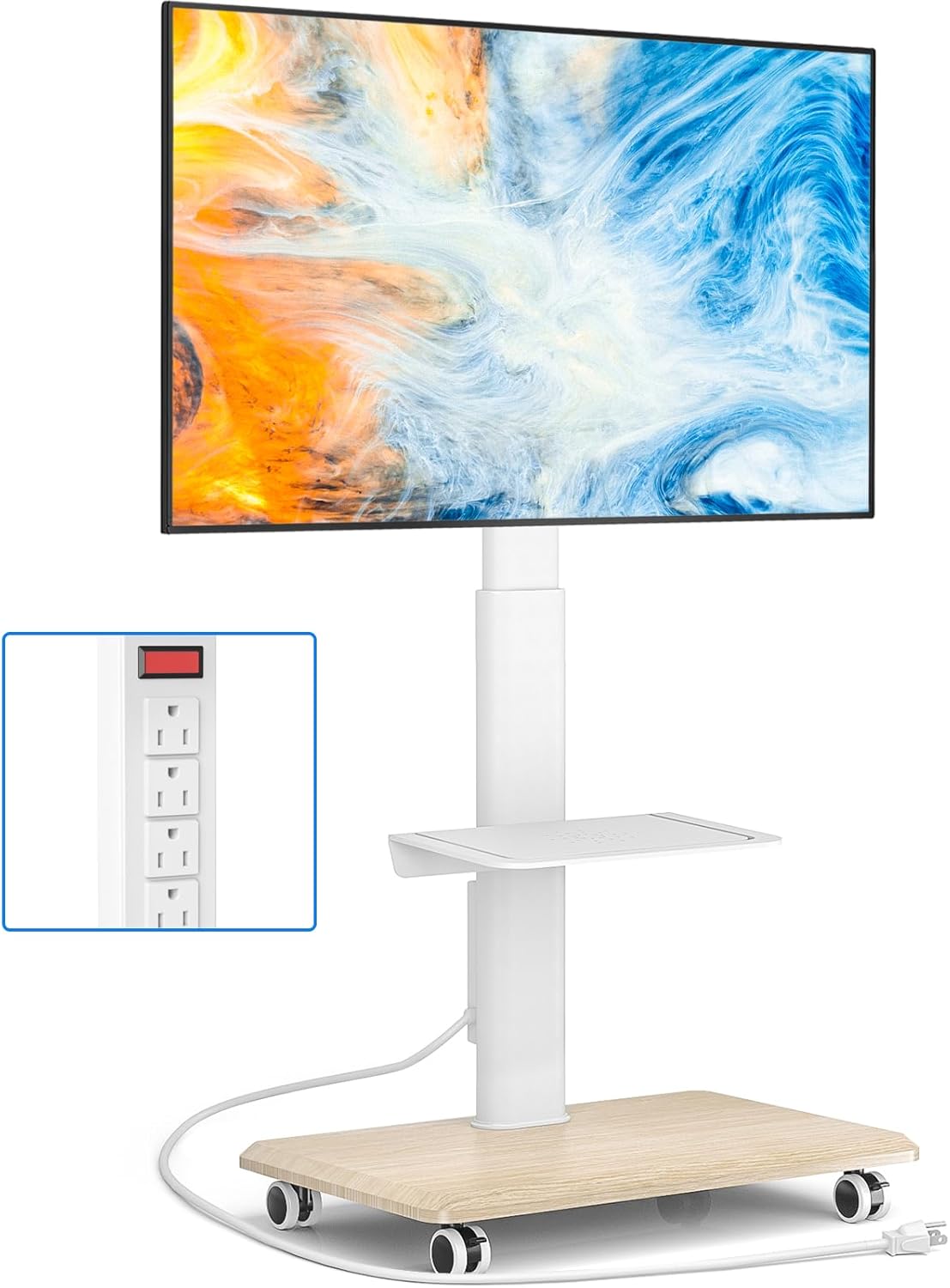 Sleek Rolling TV Stand with Po - Home Decor On Wheels avaliação e preço