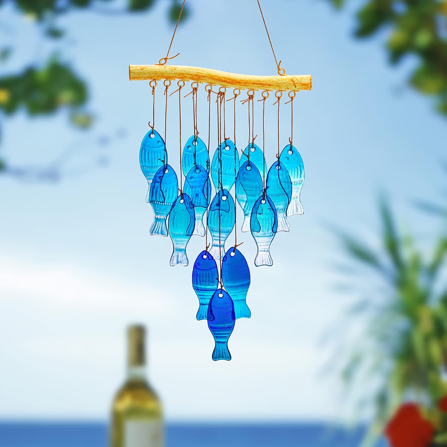 Blue glass sea wind chimes, ou - Boho Wind Chimes avaliação e preço
