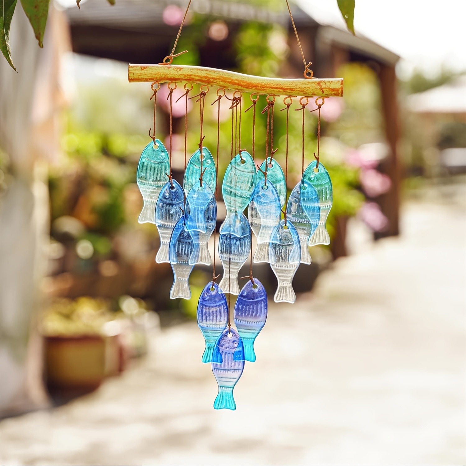 Blue glass sea wind chimes, ou - Boho Wind Chimes avaliação e preço