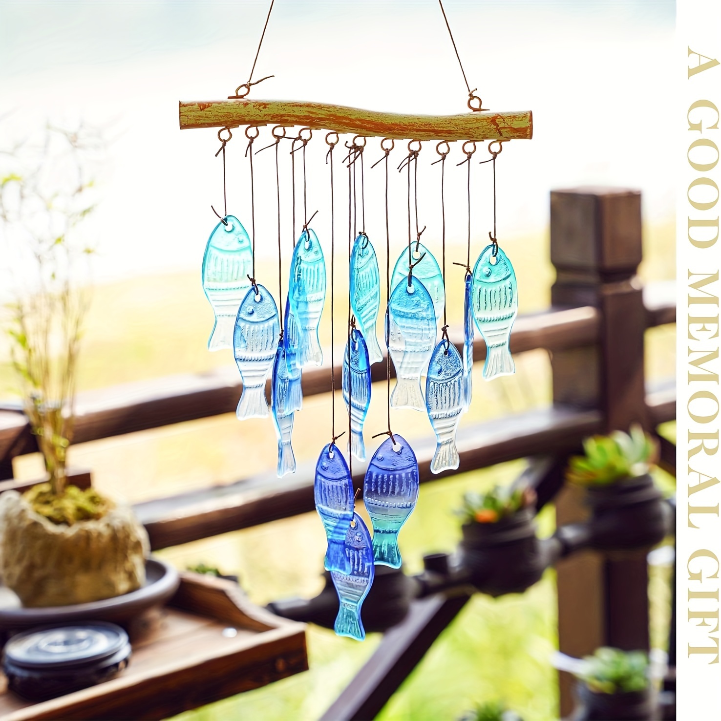 Blue glass sea wind chimes, ou - Boho Wind Chimes avaliação e preço