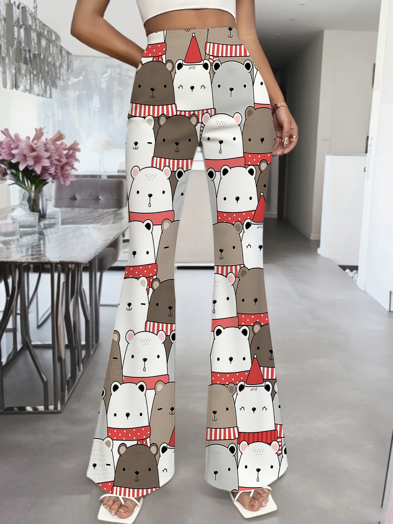 Women's   Print Flare Pants Ca - Boho Wind Chimes avaliação e preço
