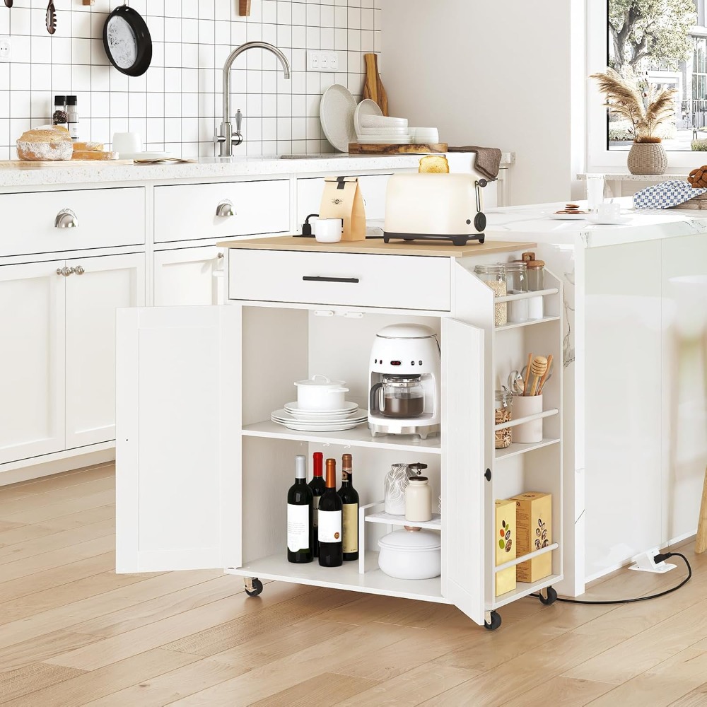HOOBRO Kitchen Island with Pow - Home Decor On Wheels avaliação e preço