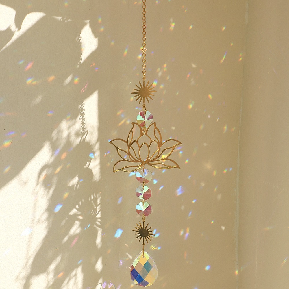 Crystal Lotus Hanging Wind Chi - Crystal Sun Catcher avaliação e preço