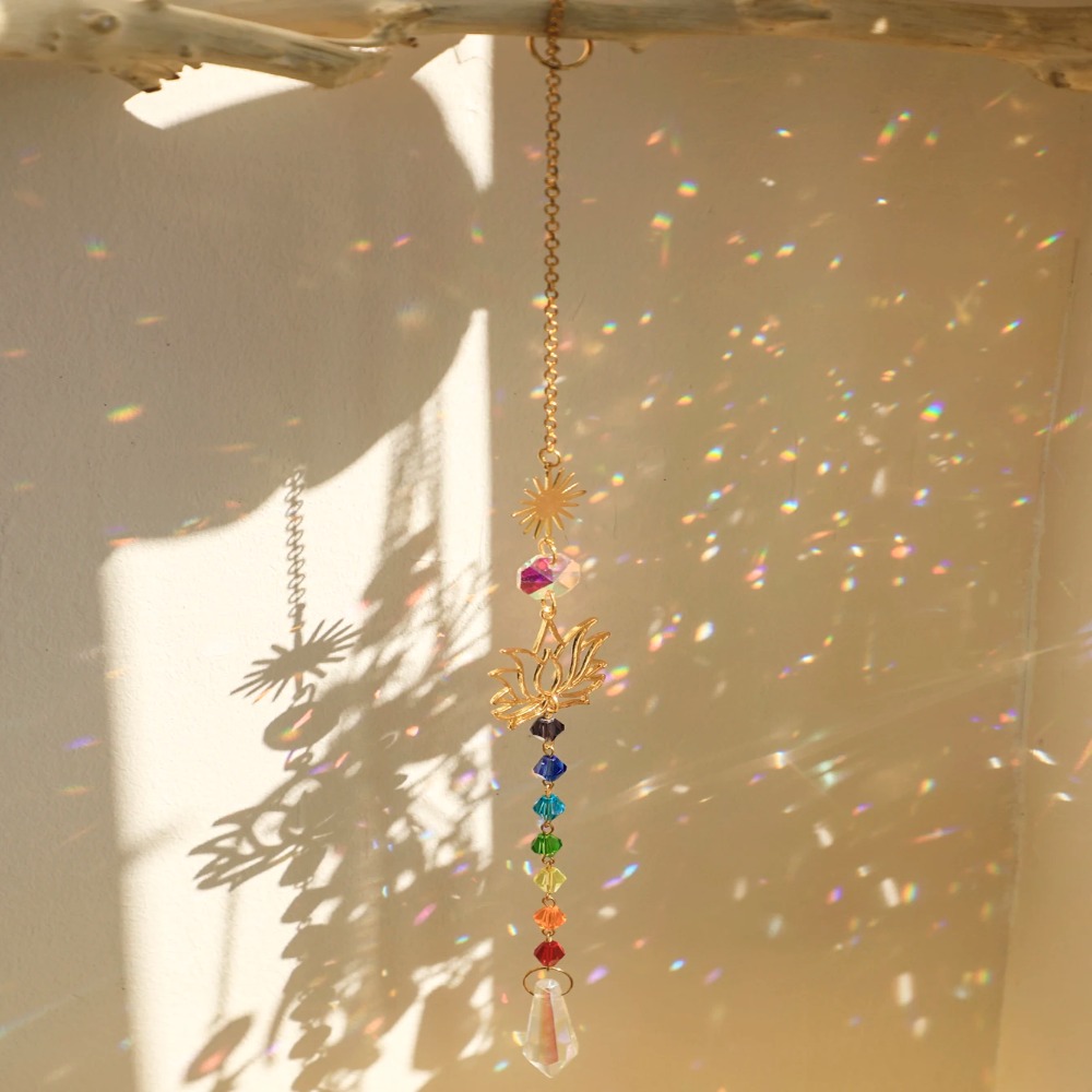 Crystal Lotus Hanging Wind Chi - Crystal Sun Catcher avaliação e preço
