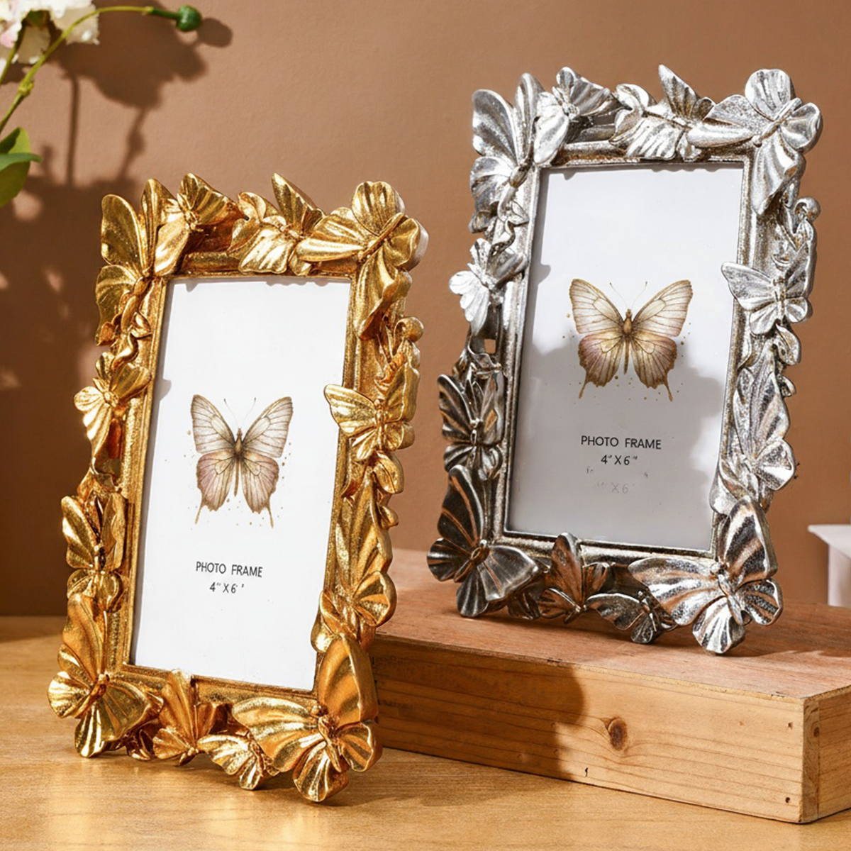 1PC, European-style white, gol - Bamboo Photo Frame avaliação e preço