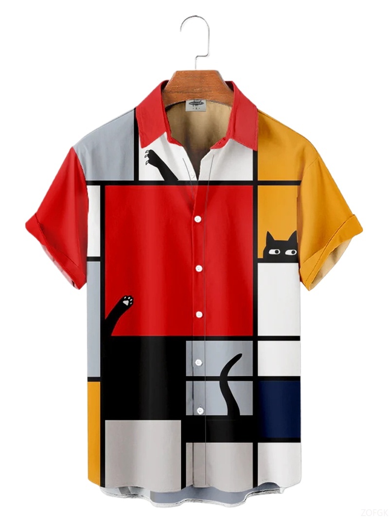Men Shirts 3d Geometric Art Co - Abstract Oil Painting avaliação e preço