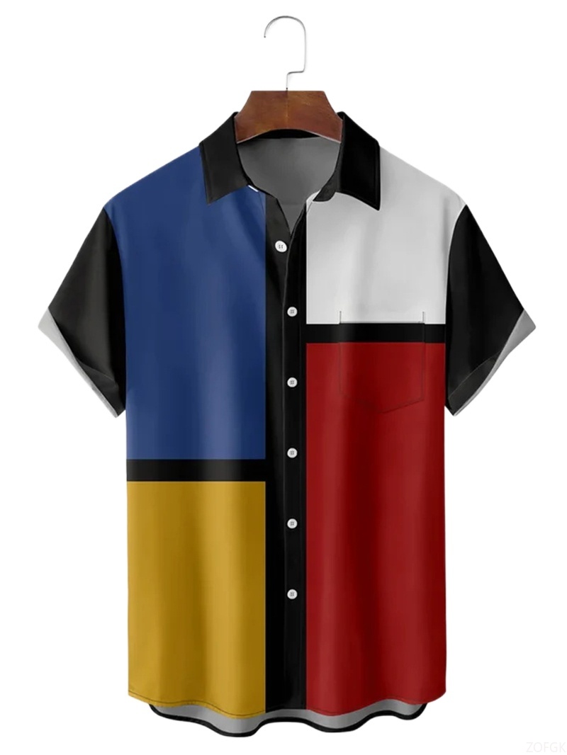 Men Shirts 3d Geometric Art Co - Abstract Oil Painting avaliação e preço