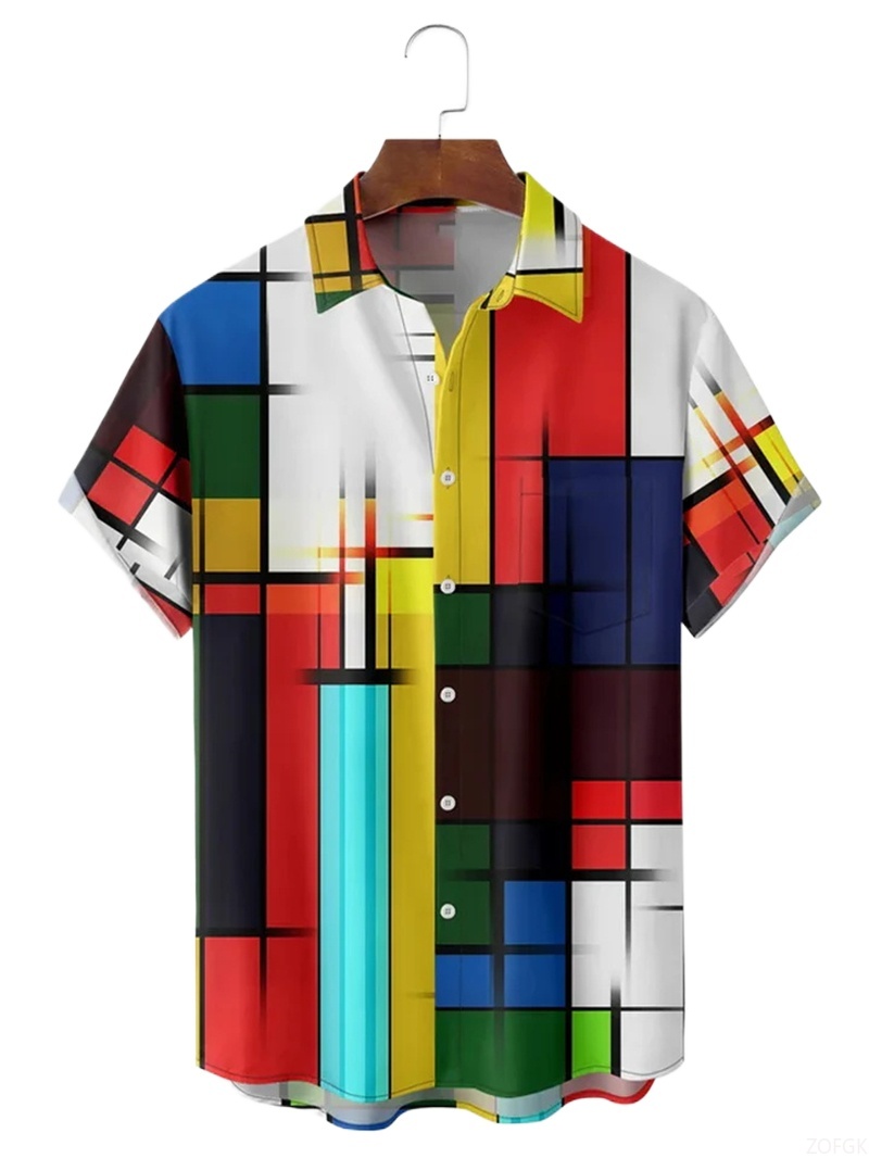 Men Shirts 3d Geometric Art Co - Abstract Oil Painting avaliação e preço