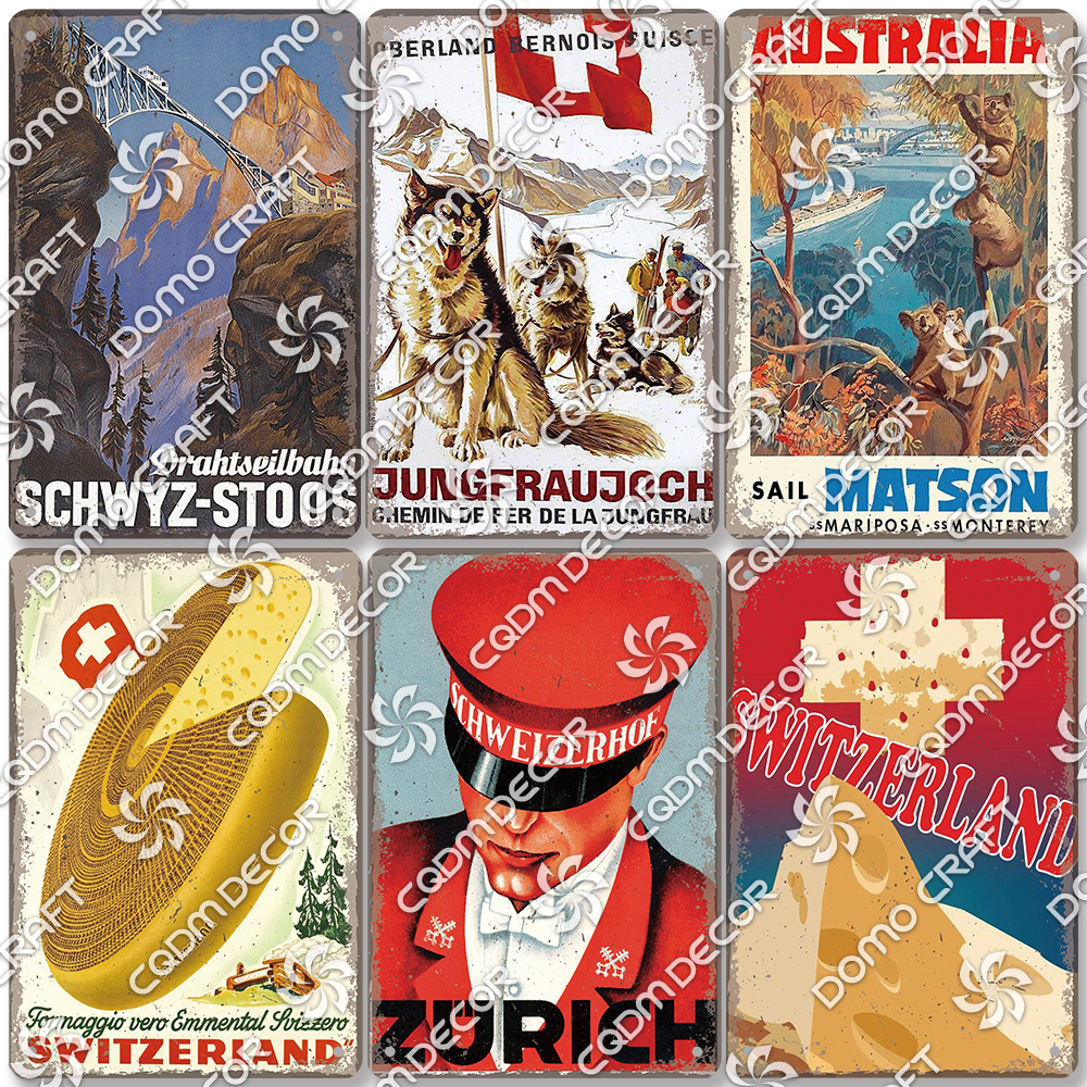 Switzerland Scenery Plaque Tin - Home Decor Zurich avaliação e preço