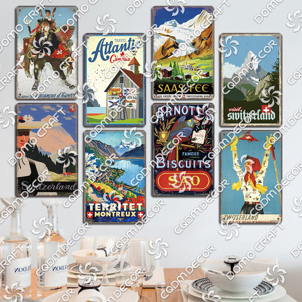 Switzerland Scenery Plaque Tin - Home Decor Zurich avaliação e preço