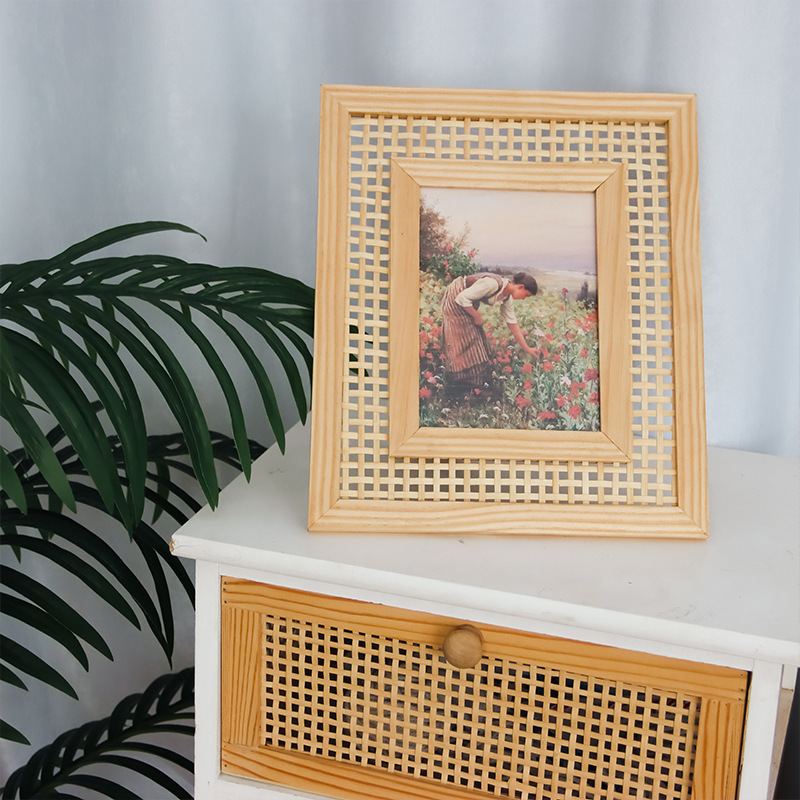 Nordic Solid Wood Rattan Woven - Bamboo Photo Frame avaliação e preço