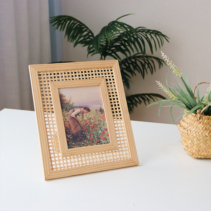 Nordic Solid Wood Rattan Woven - Bamboo Photo Frame avaliação e preço