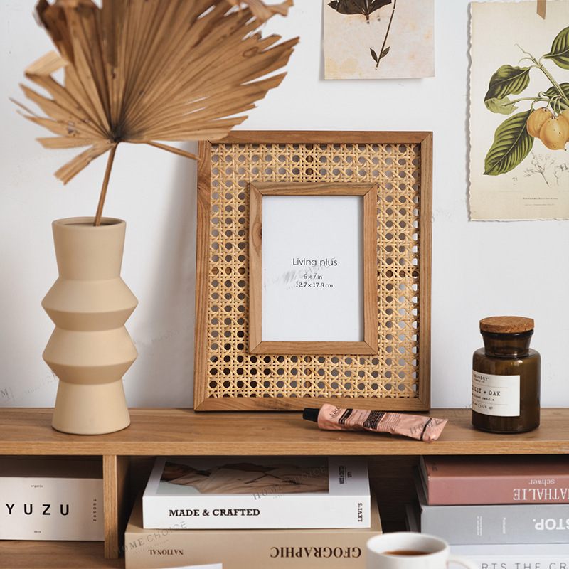 Nordic Solid Wood Rattan Woven - Bamboo Photo Frame avaliação e preço