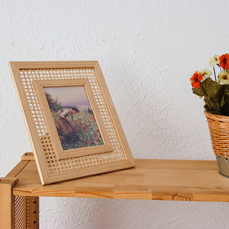 Nordic Solid Wood Rattan Woven - Bamboo Photo Frame avaliação e preço