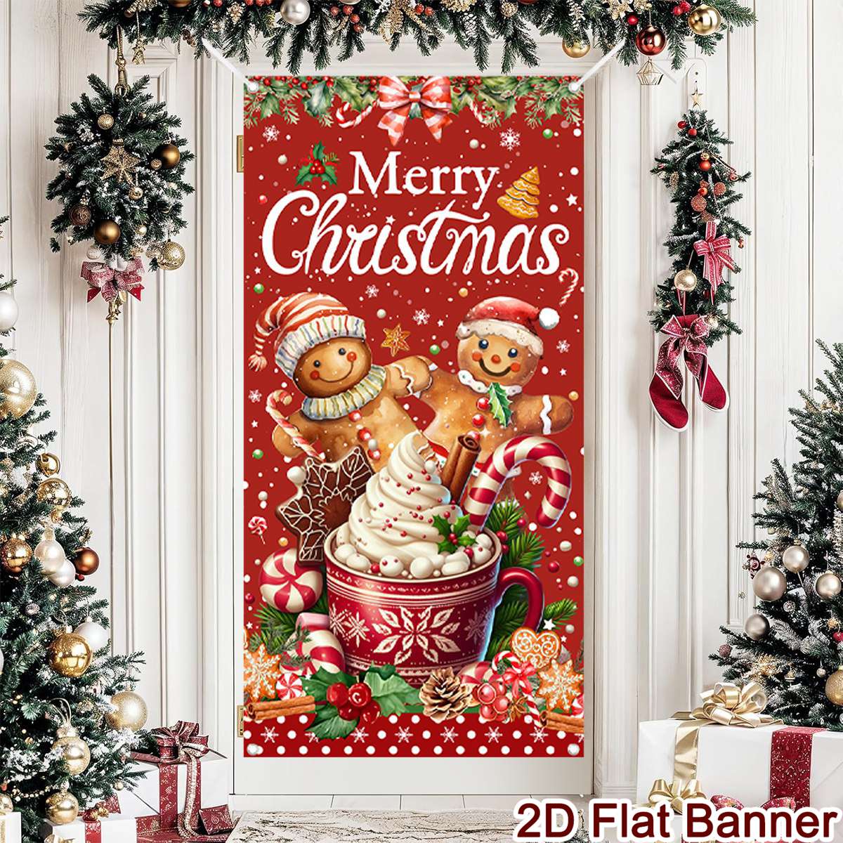 Christmas Door Banner Merry Ch - Home Decor Xmas Gifts avaliação e preço