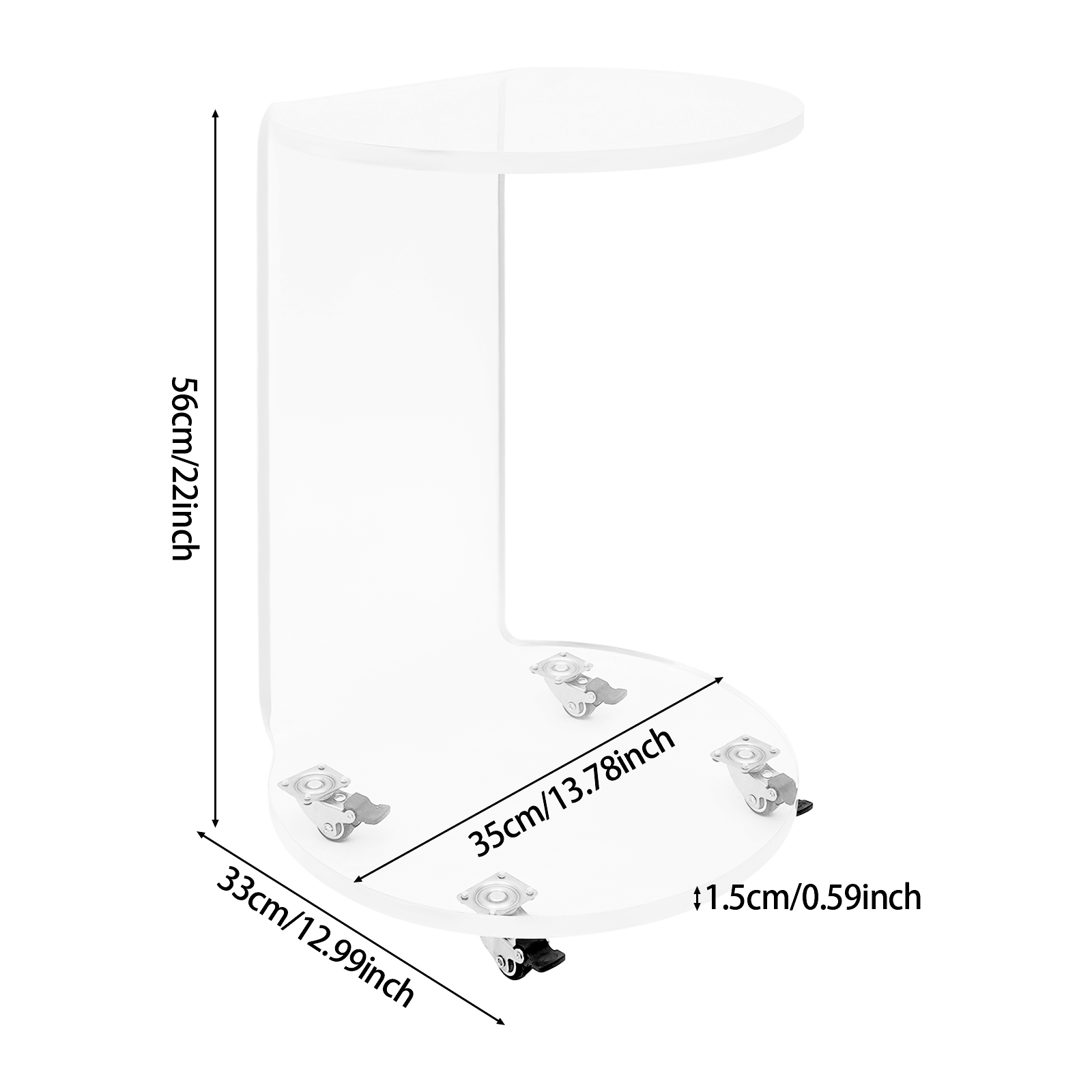 C-Shaped Round Acrylic Side So - Home Decor On Wheels avaliação e preço
