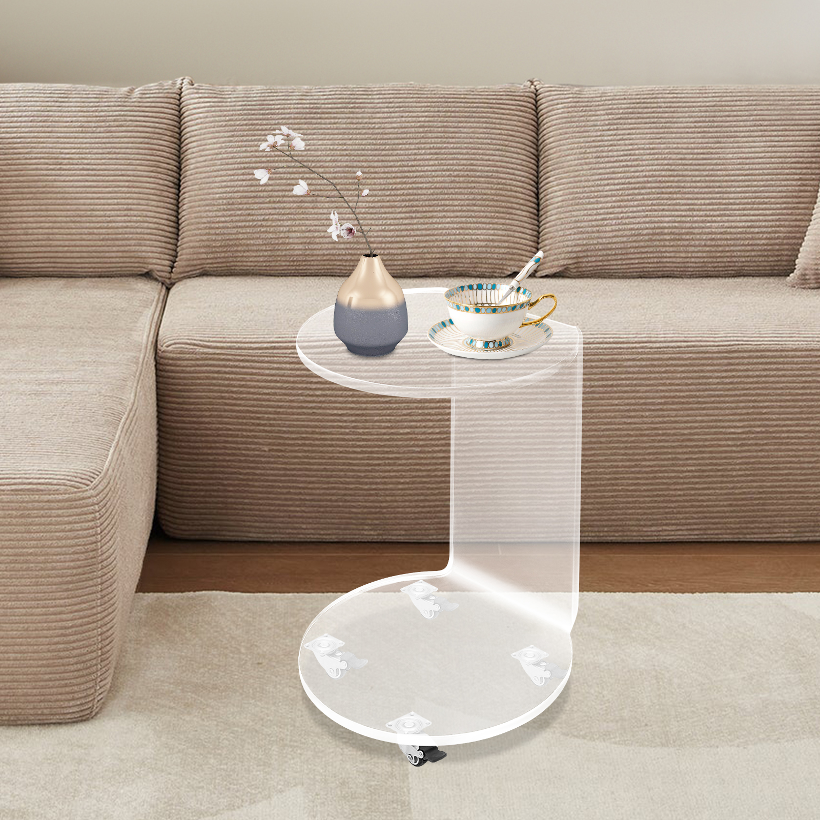 C-Shaped Round Acrylic Side So - Home Decor On Wheels avaliação e preço