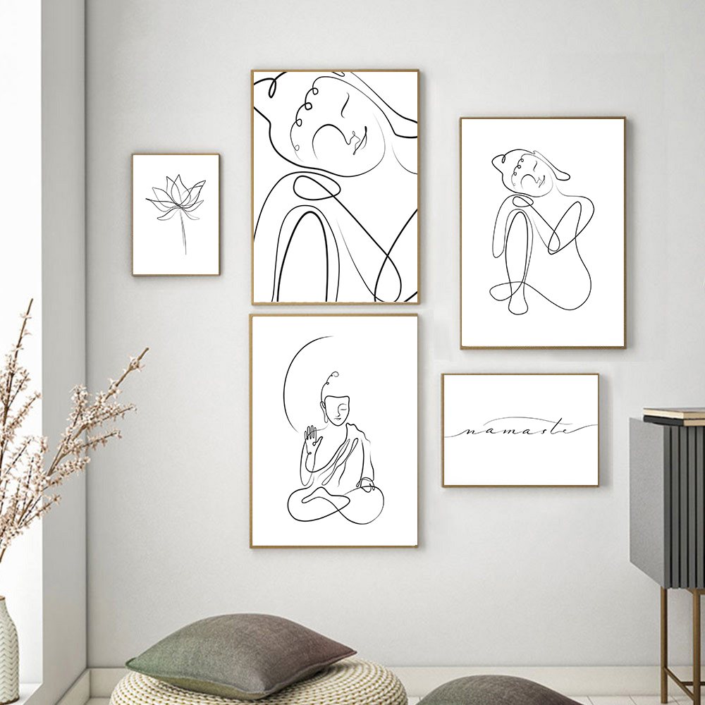 Meditating Buddha Line Canvas  - Home Decor Yoga avaliação e preço