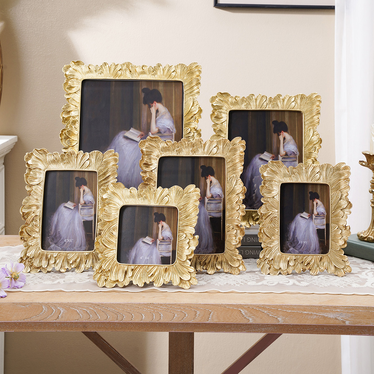 1PC, European-style golden pal - Bamboo Photo Frame avaliação e preço