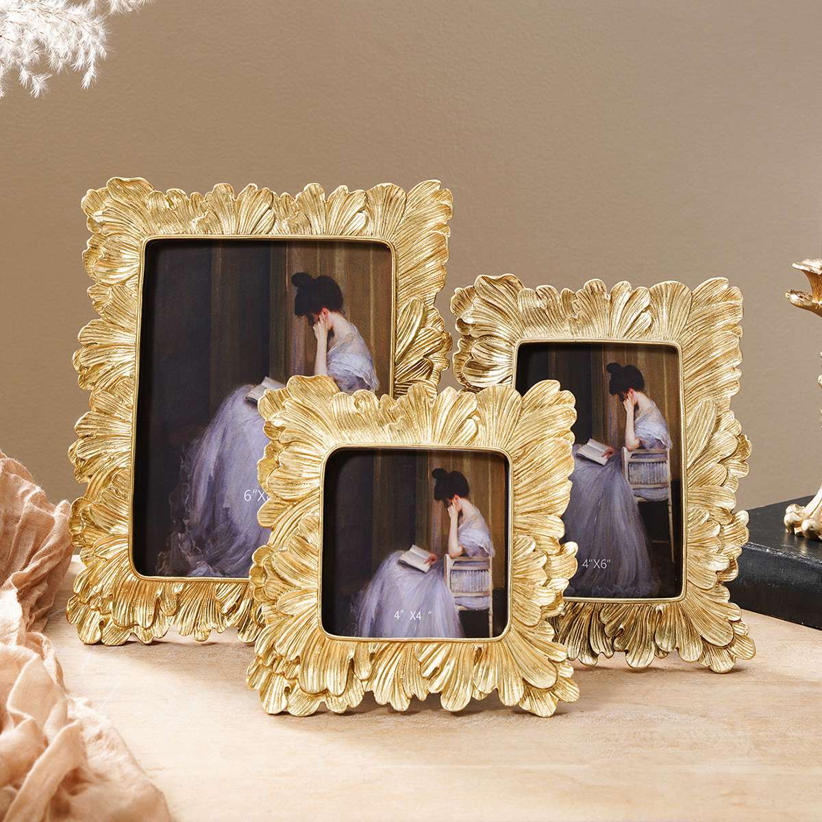 1PC, European-style golden pal - Bamboo Photo Frame avaliação e preço