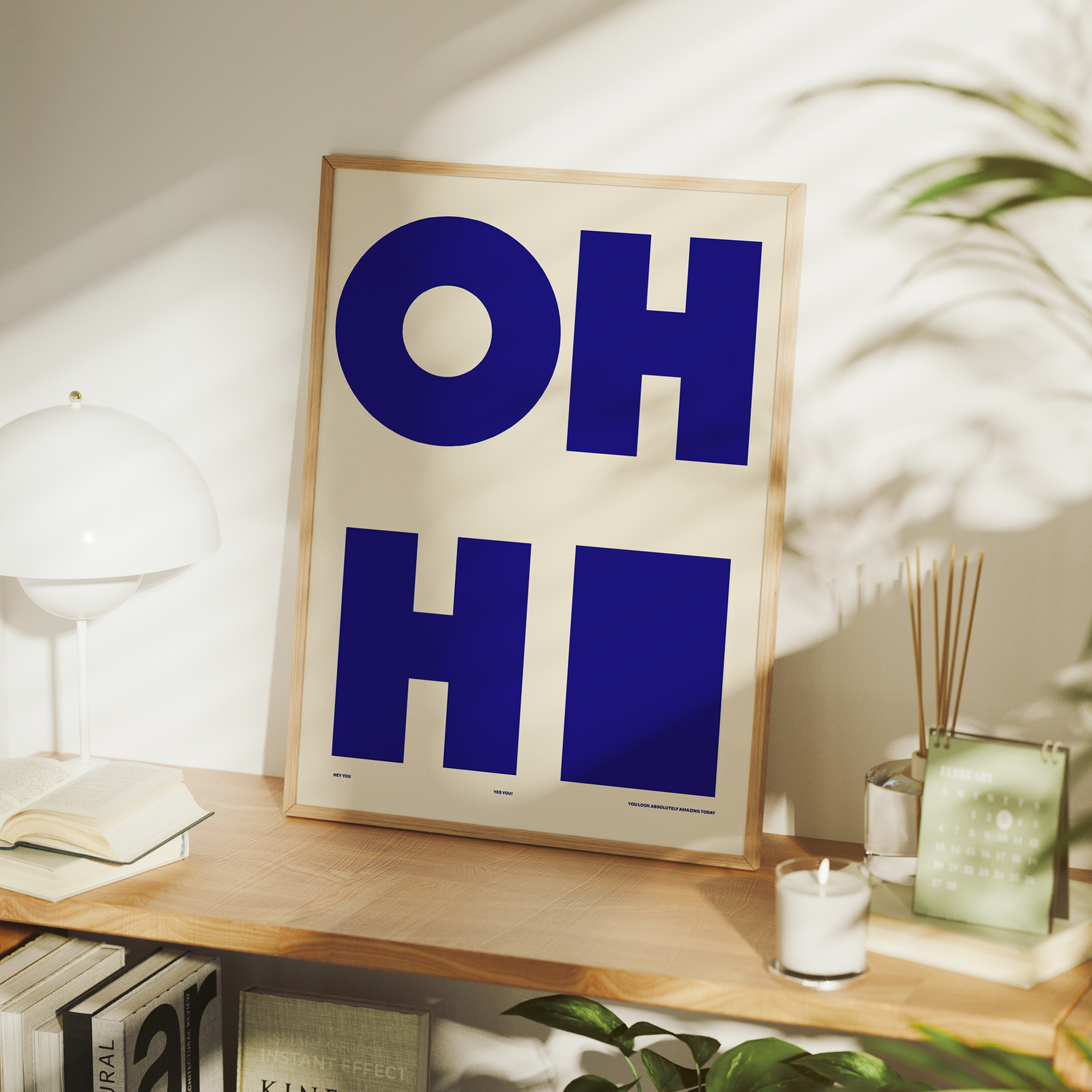 Modern,Minimalist OH HI Blue W - Home Decor Solution avaliação e preço