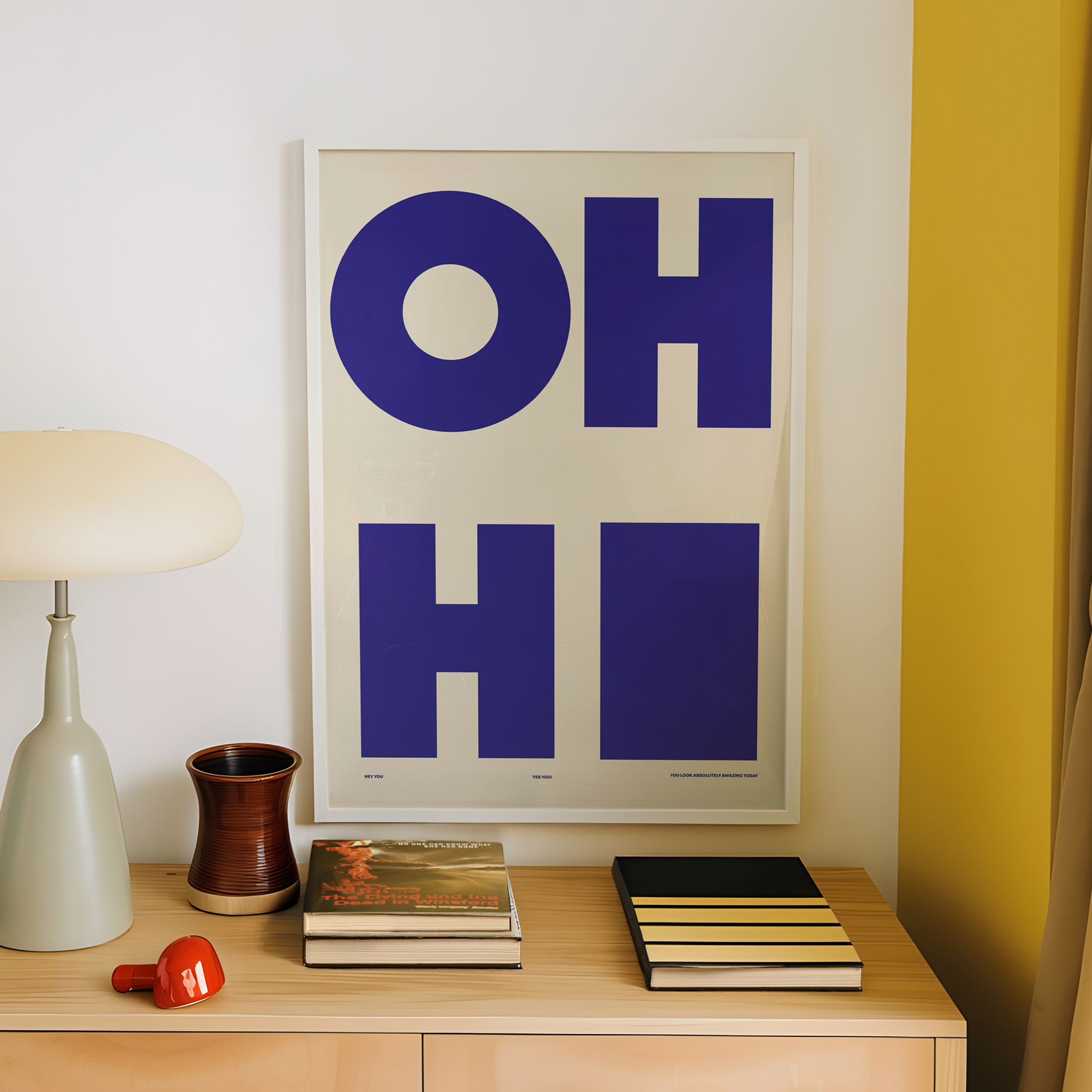 Modern,Minimalist OH HI Blue W - Home Decor Solution avaliação e preço