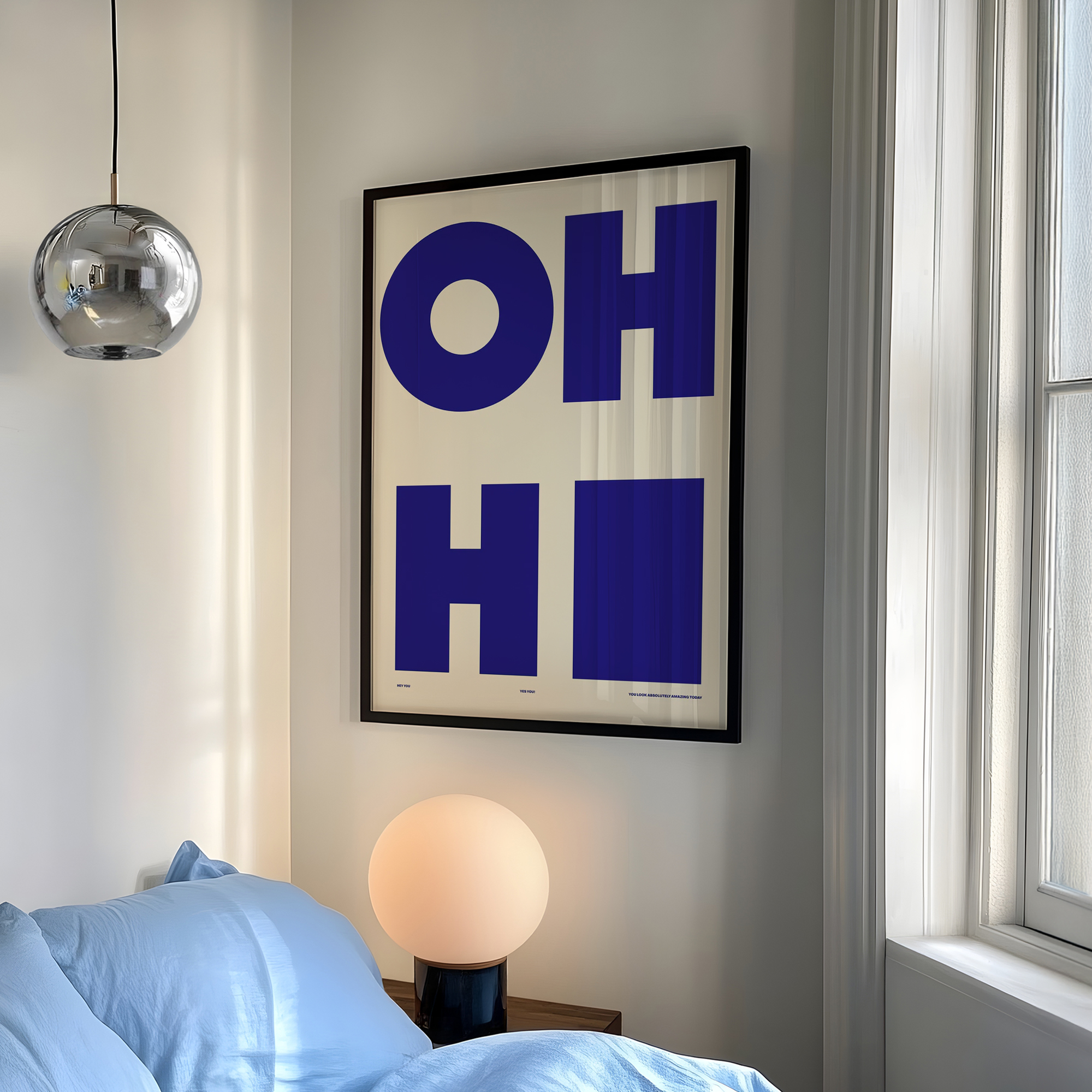 Modern,Minimalist OH HI Blue W - Home Decor Solution avaliação e preço