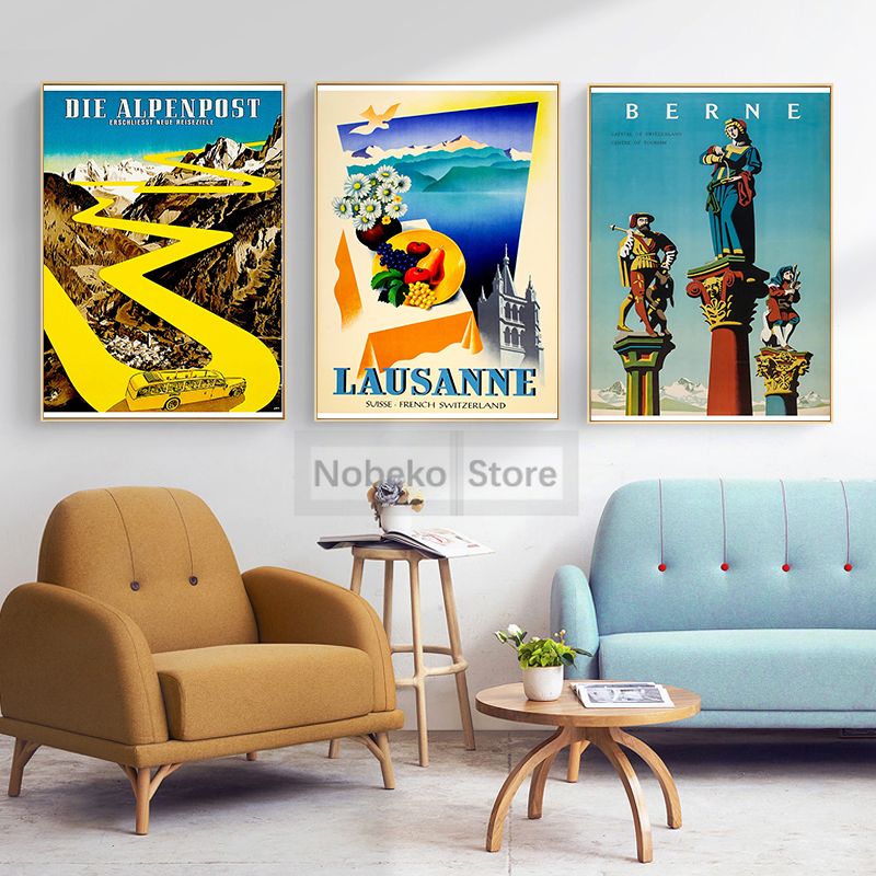 Switzerland Vintage Travel Pos - Home Decor Zurich avaliação e preço