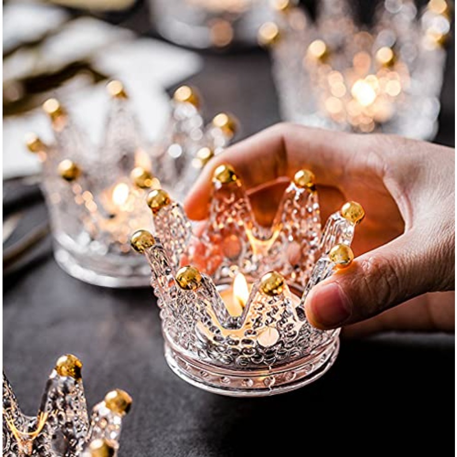 Crown Glass Tealight Candle Ho - Home Decor Gold avaliação e preço