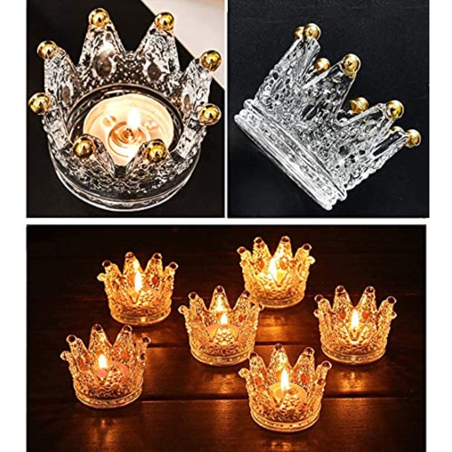 Crown Glass Tealight Candle Ho - Home Decor Gold avaliação e preço