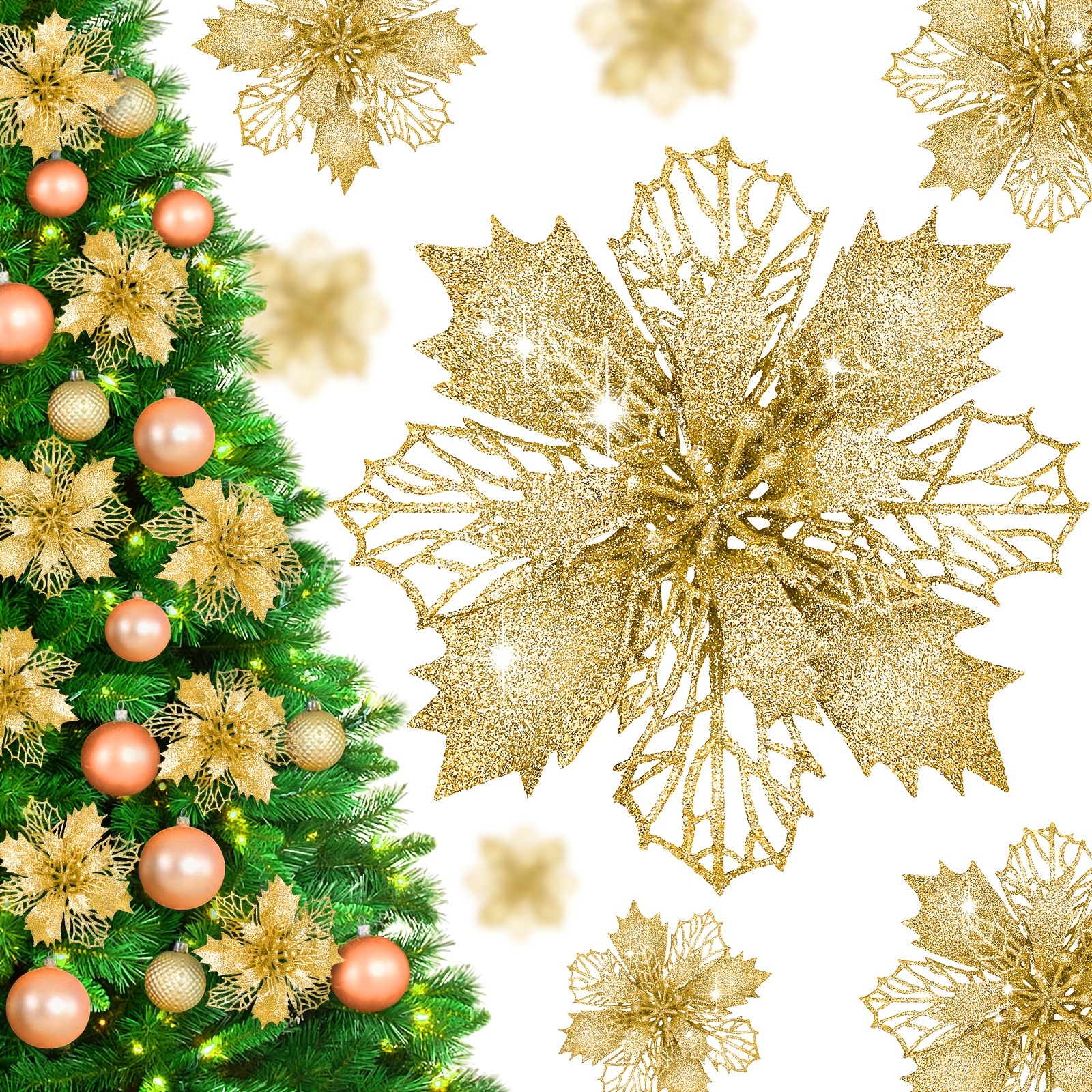 14Pcs Artificial Flowers 11CM  - Home Decor Xmas Gifts avaliação e preço