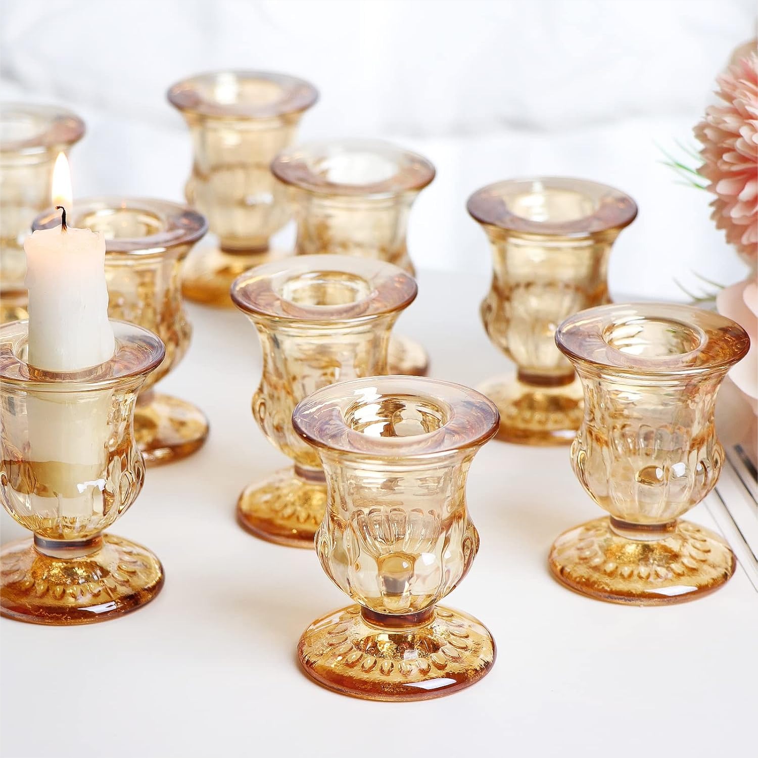 Gold Candlestick Holders Set o - Home Decor Gold avaliação e preço