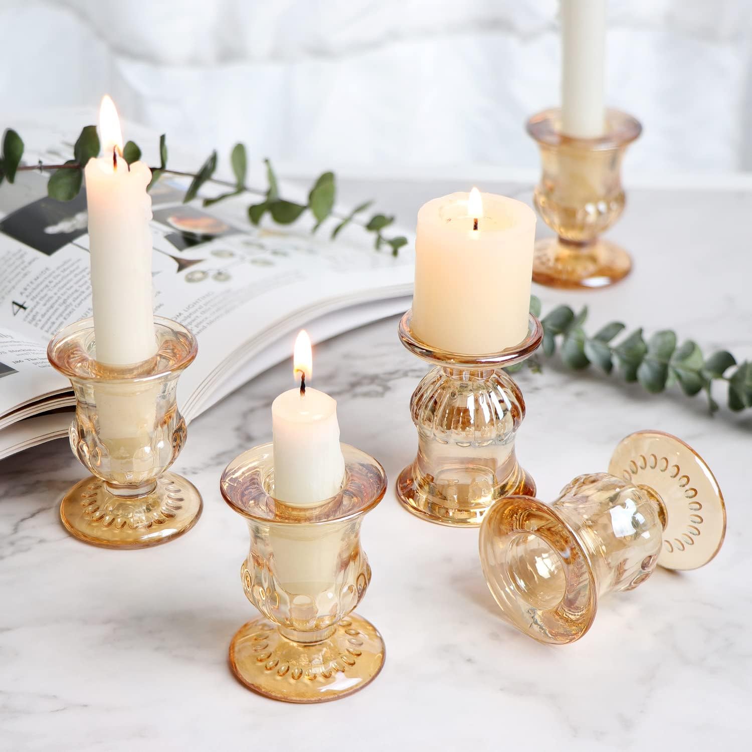 Gold Candlestick Holders Set o - Home Decor Gold avaliação e preço