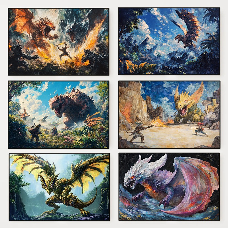 1pc frameless Monster Hunter A - Home Decor Ai avaliação e preço
