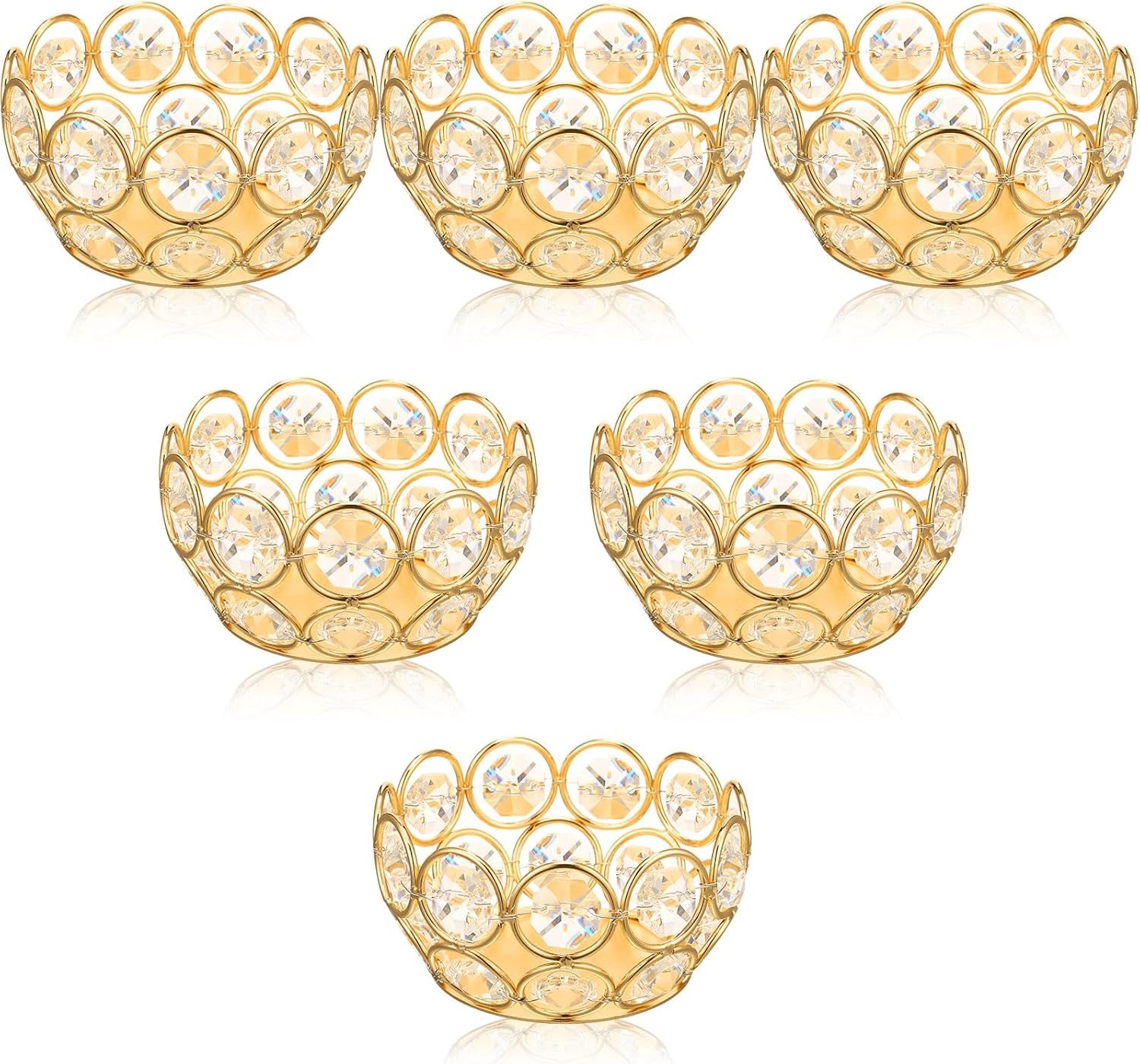6 Pcs Crystal Tealight Candle  - Home Decor Gold avaliação e preço