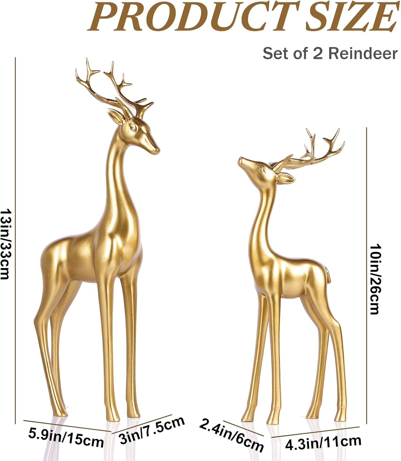 Large Gold Reindeer Figurines, - Home Decor Gold avaliação e preço