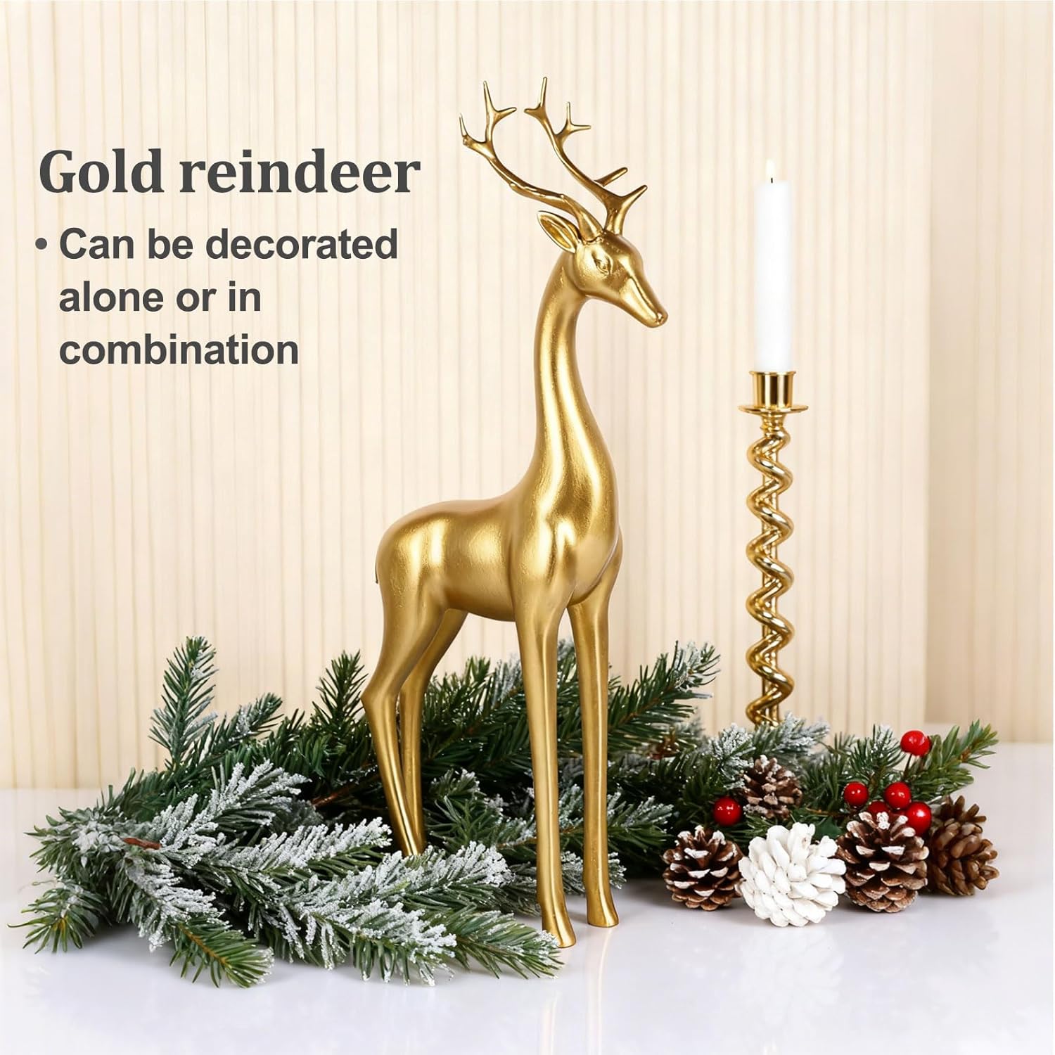 Large Gold Reindeer Figurines, - Home Decor Gold avaliação e preço