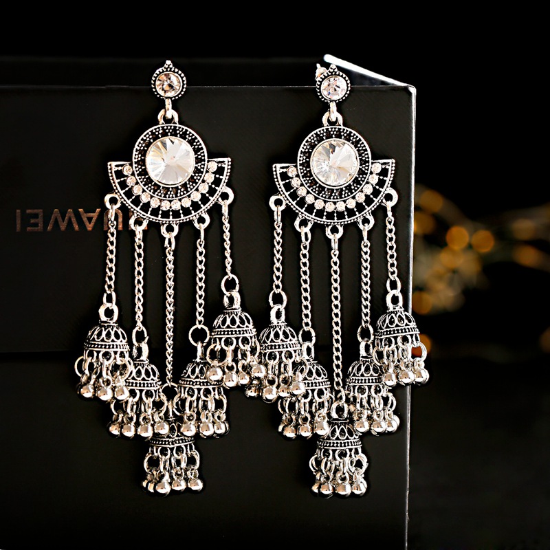 Indian Jhumka Earrings Gold Sl - Boho Wind Chimes avaliação e preço