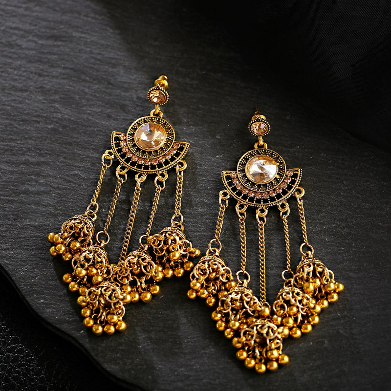 Indian Jhumka Earrings Gold Sl - Boho Wind Chimes avaliação e preço