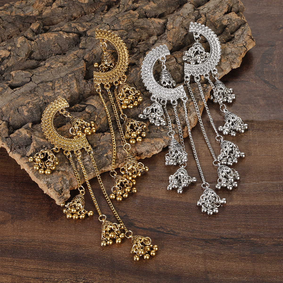 Indian Jhumka Earrings Gold Sl - Boho Wind Chimes avaliação e preço