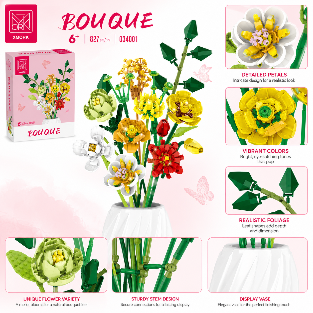 Bouquet Flower Building Blocks - Home Decor Kit avaliação e preço